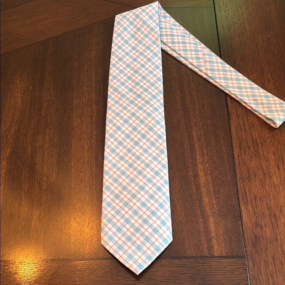 Classic Blue and Pink Checkered Silk Tie